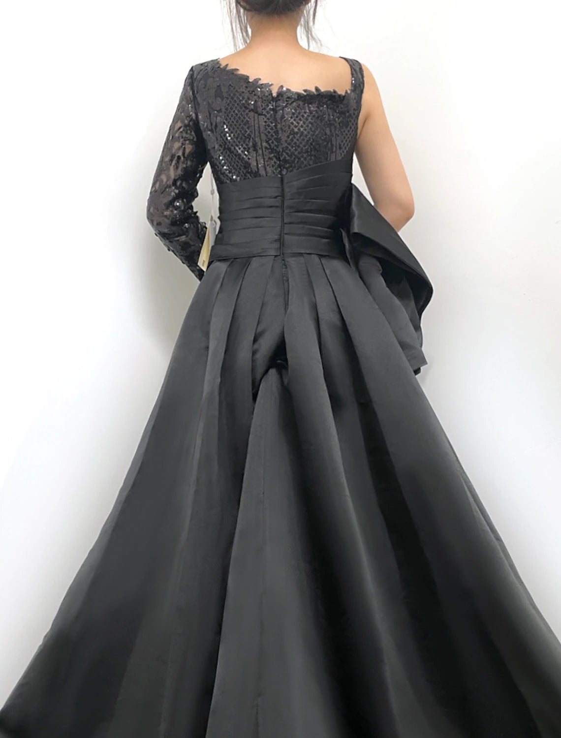 Vestido de fiesta de sirena con brillo y brillo, para boda, Halloween, cola de corte, manga larga, un hombro, afroamericano, con lentejuelas